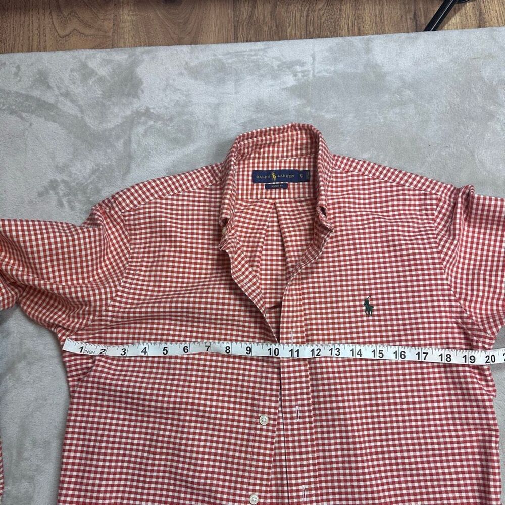 Ralph‎ Lauren~Men’s~Orange/White Gingham Checked Classic Button Down Shirt~Sz Sm - Picture 3 of 5